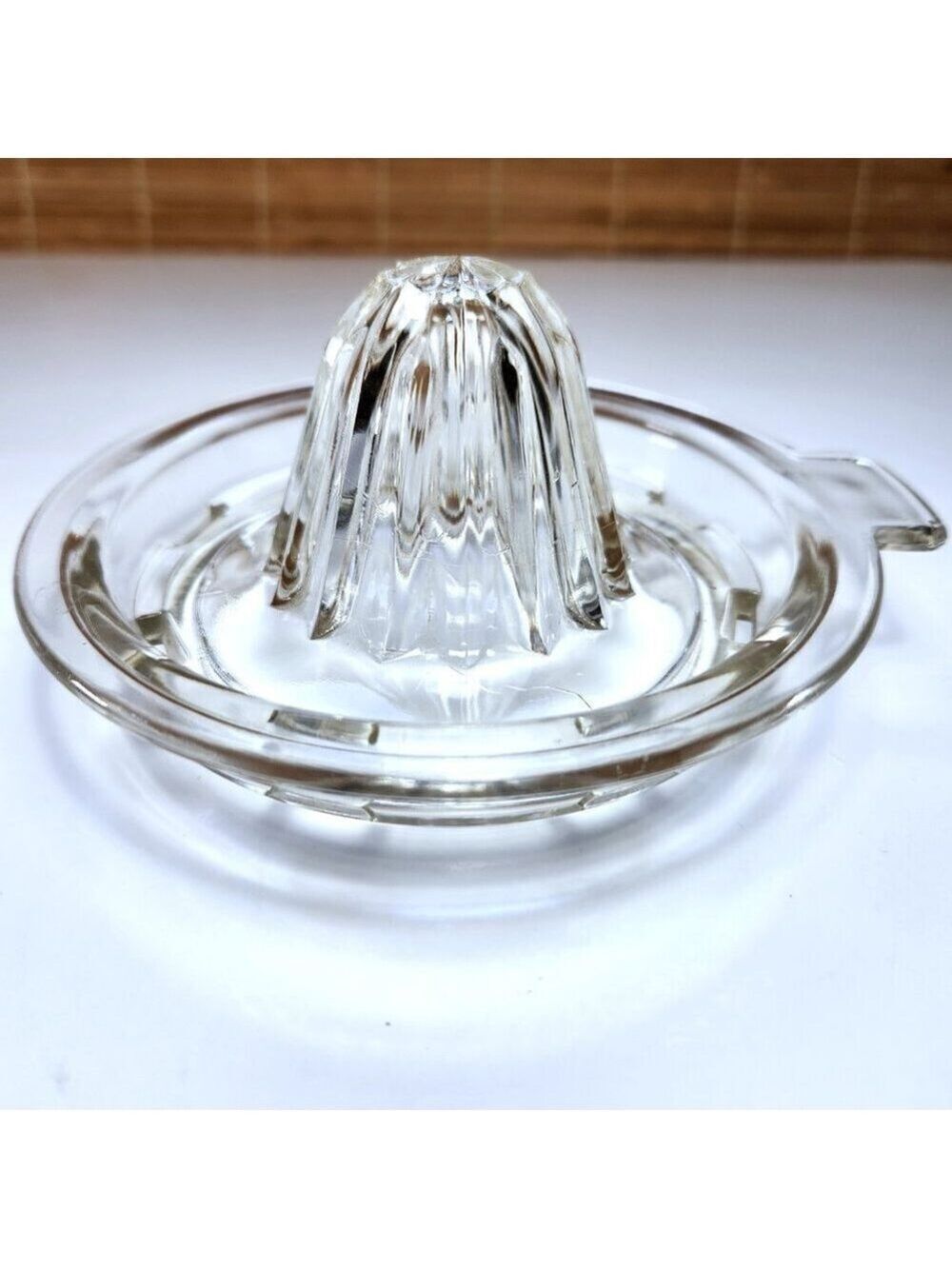 Vintage Glass Juicer Reamer Cut out Holes to Sit on a Bowl or Dish Plate L2